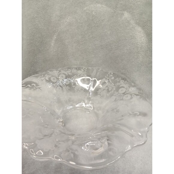 Vintage Crystal Footed Floral Etched Candy Bowls - Picture 5 of 10